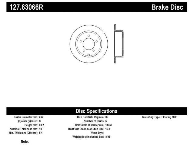 StopTech Brake Rotors 127.63066R Item Image