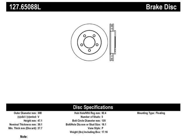 StopTech Brake Rotors 127.65088L Item Image