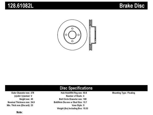 StopTech Brake Rotors 128.61082L Item Image