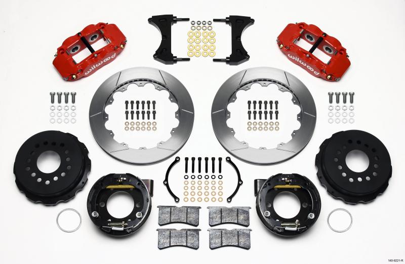 Wilwood Narrow Superlite 4R Rear P-Brk Kit 12.88in Red 2005-2014 Mustang 140-9221-R Main Image