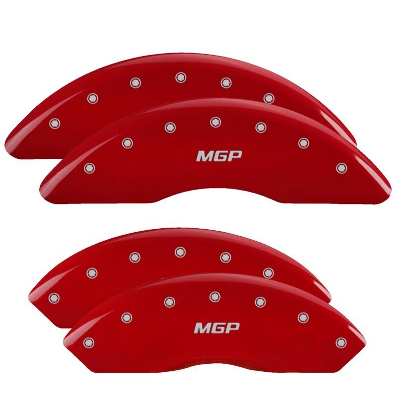 MGP 4 Caliper Covers Engraved Front & Rear GMC Red finish silver ch 34006SGMCRD Main Image