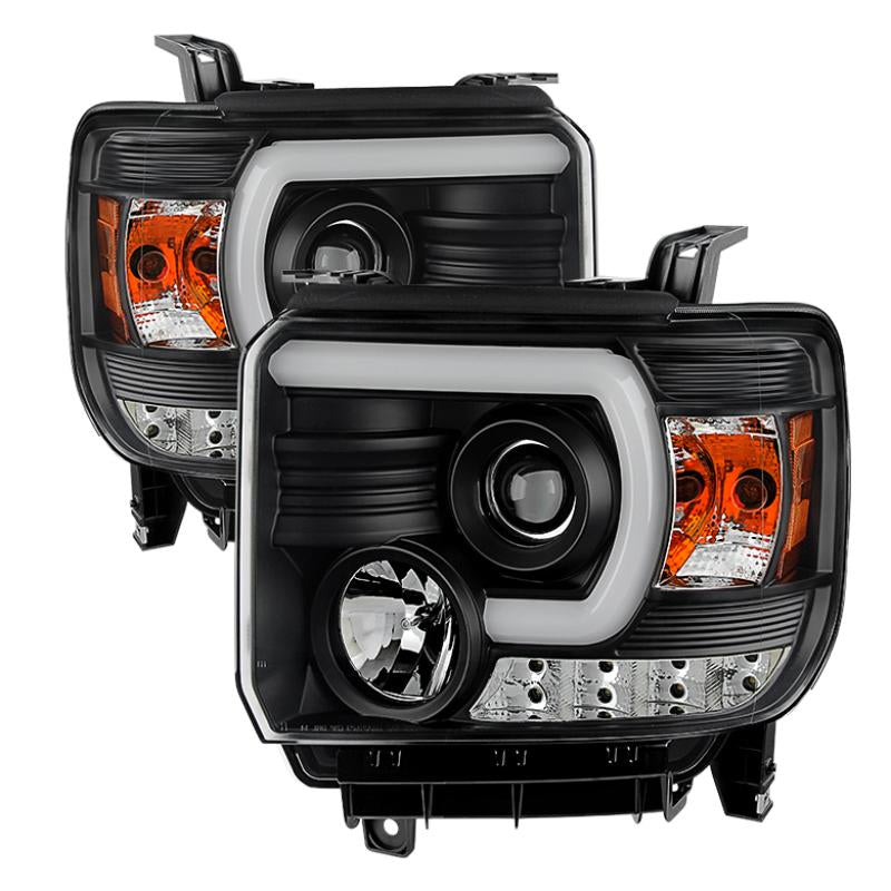 Spyder GMC Sierra 14-16 Projector Headlights Light Bar DRL Blk PRO-YD-GS14V2-LBDRL-BK 5080851 Main Image