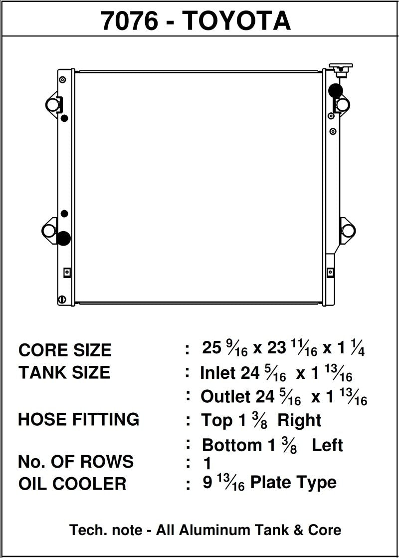 CSF 06-14 Toyota FJ Cruiser 4.0L / 03-09 Toyota 4Runner 4.0L / 2010 Toyota 4Runner 2.7L Radiator 7076 Main Image