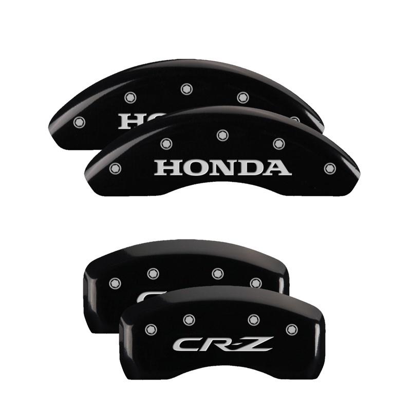 MGP 4 Caliper Covers Engraved Front Honda Engraved Rear CR-Z Black finish silver ch 20206SHCRBK Main Image