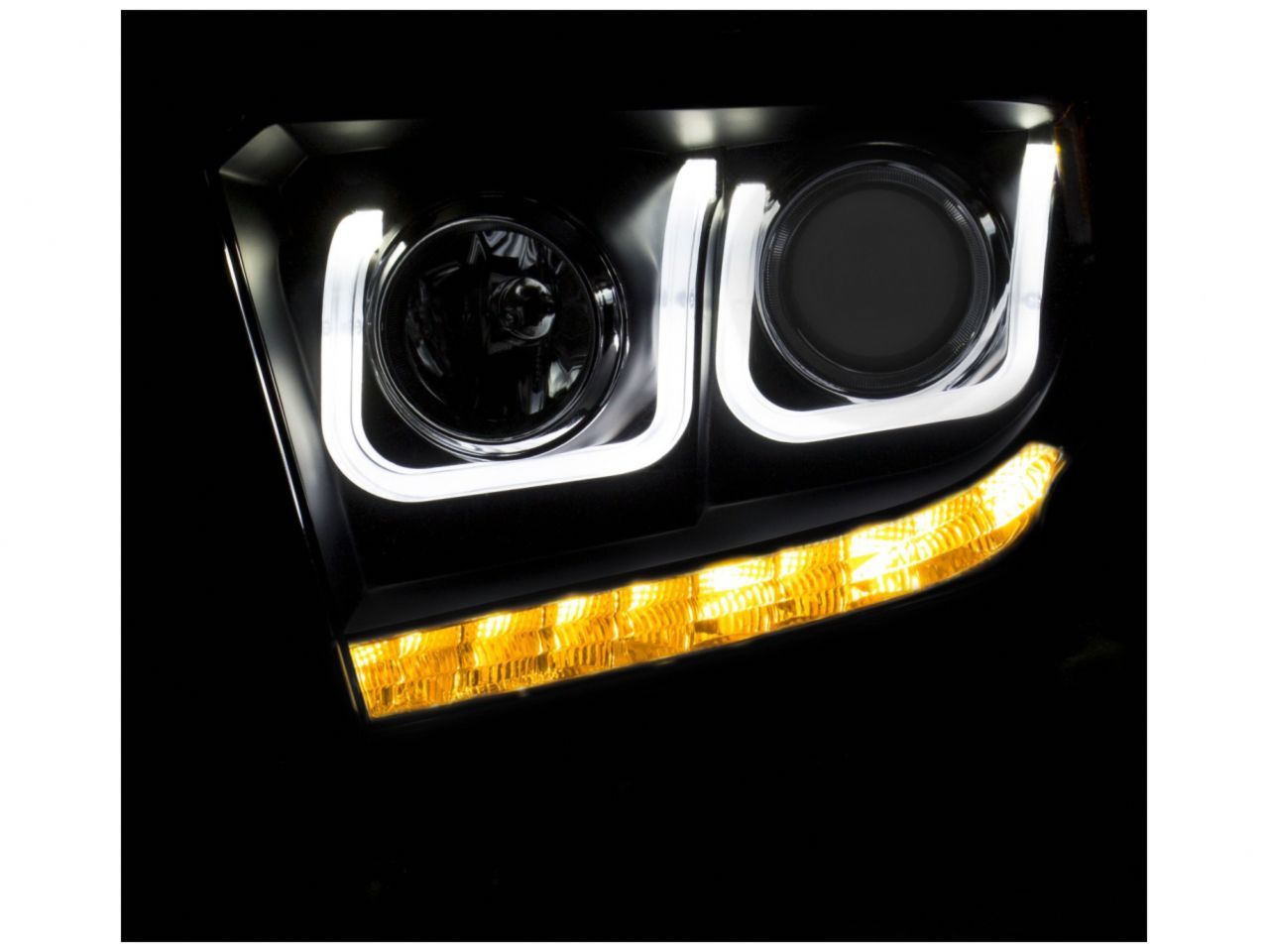 Anzo 2014-2015 Toyota Tundra Projector Headlights w/ U-Bar Black w/ DRL