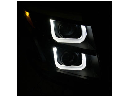 Anzo 2015-2016 Chevrolet Tahoe Projector Headlights w/ U-Bar Black Clear