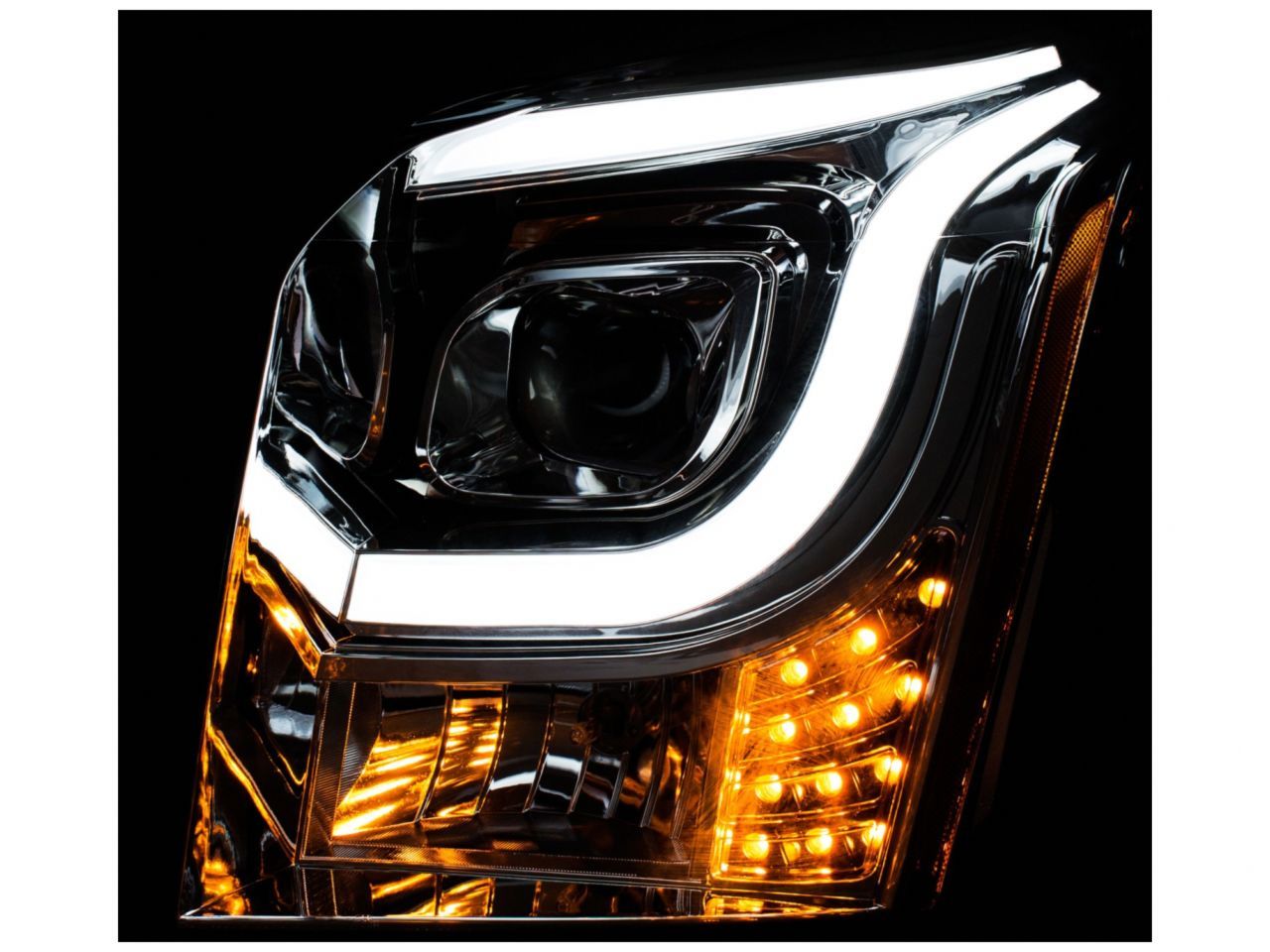 Anzo 2015-2016 Gmc Yukon Projector Headlights w/ Plank Style Design Black