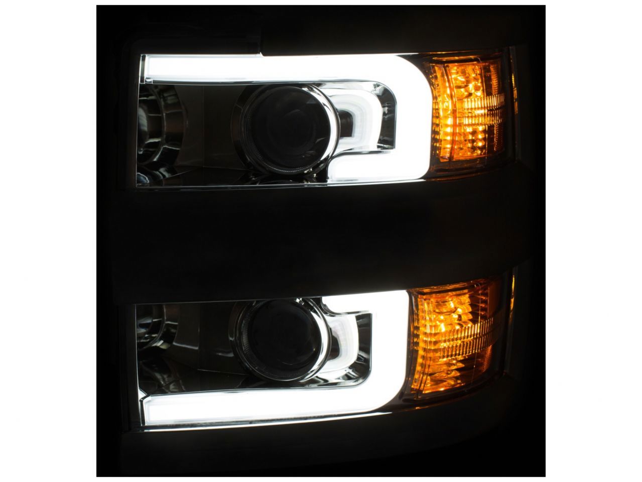 Anzo 2015-2016 Chevrolet Silverado Projector Headlights w/ Plank Style Desi