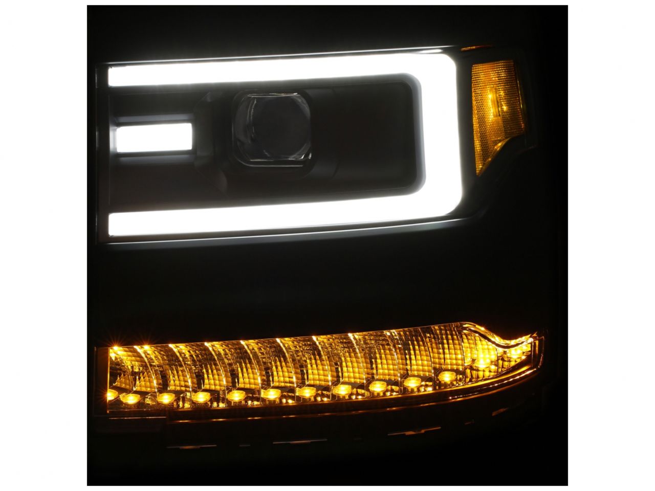 Anzo Chevy Silverado 1500 16-18 Projector Plank Style Headlights Black