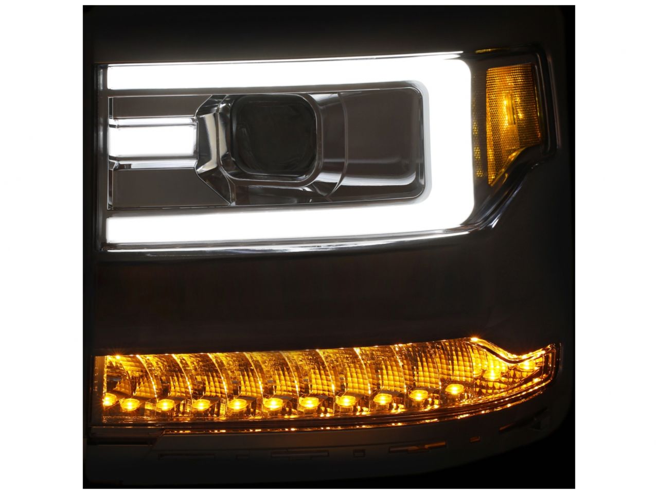 Anzo Chevy Silverado 1500 16+ Projector Plank Style Headlight Chrome Amber