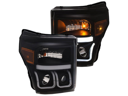 Anzo Ford Super Duty 11-16 Projector Switchback U Bar Style H.L Black Amber