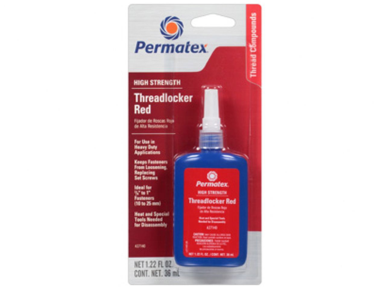 Permatex High Strength Threadlocker Red , 6 mL tube, carded, Each