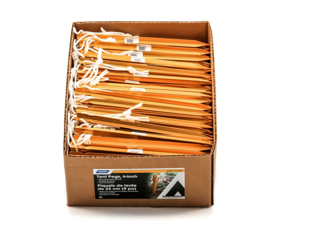 Camco Tent Stakes - Alum, 9" UltraLight, Copper (Bulk-PDQ) Bilingual