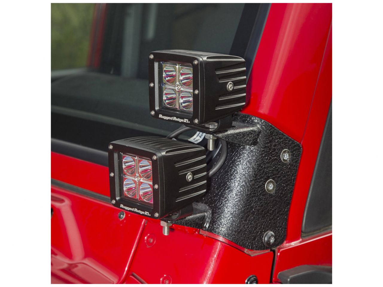 Rugged Ridge Light Kit, Dual A-Pillar, 3 Inch, Square; 97-06 Jeep Wrangler TJ/LJ