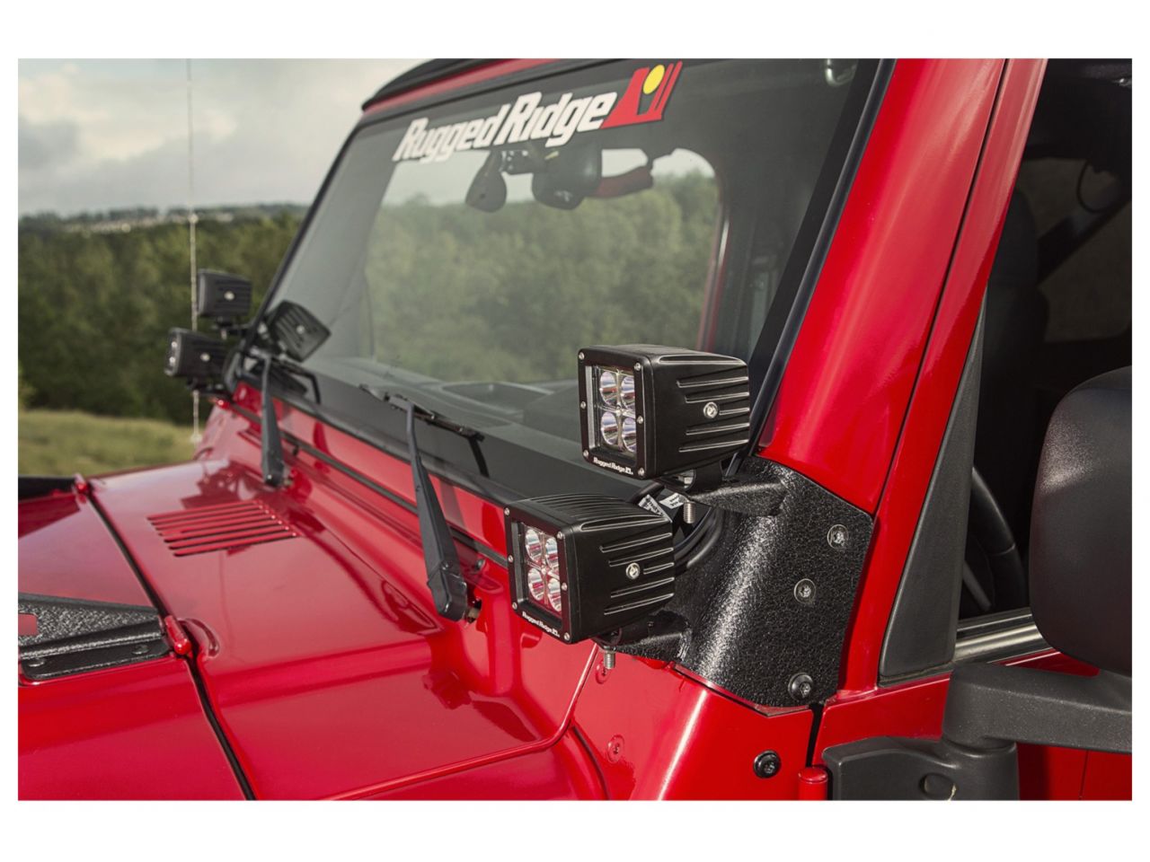 Rugged Ridge Light Kit, Dual A-Pillar, 3 Inch, Square; 97-06 Jeep Wrangler TJ/LJ