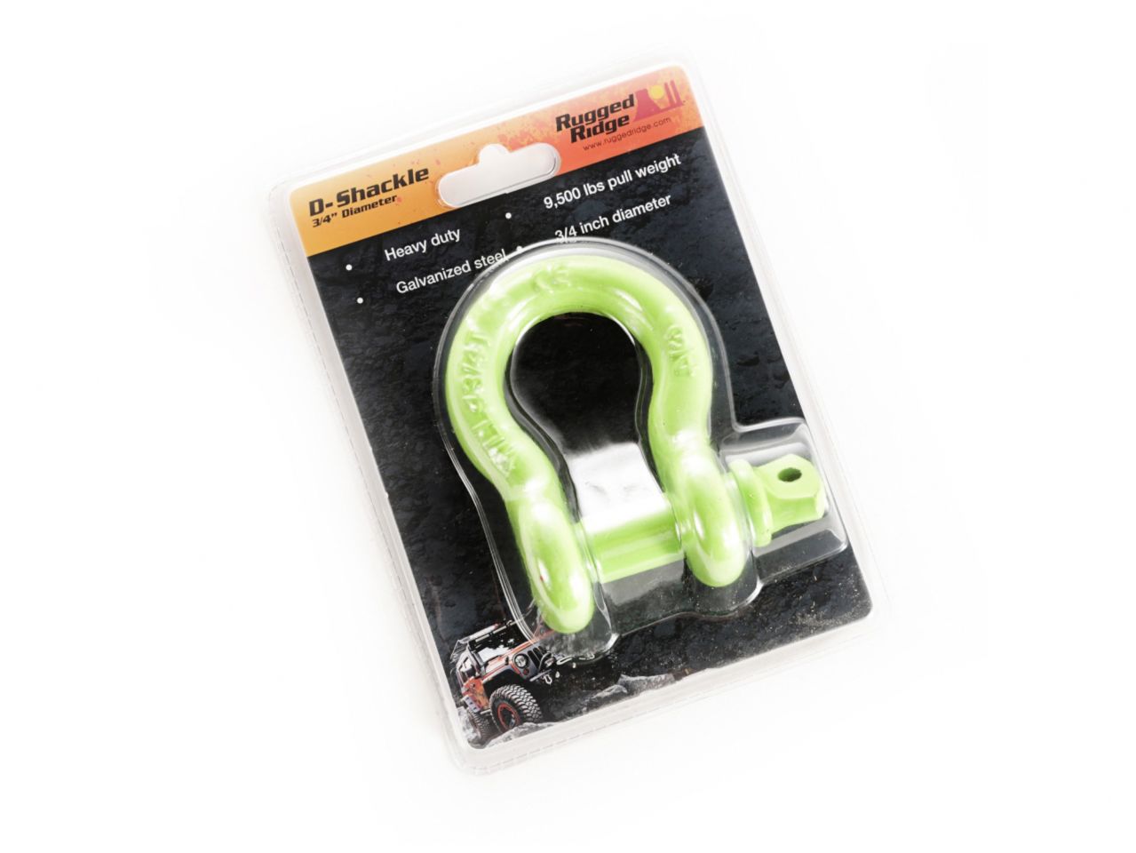 Rugged Ridge D-Ring Shackle, 3/4 inch, 9500 Lb, Green