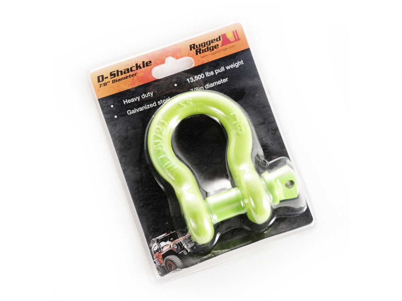 Rugged Ridge D-Ring Shackle, 7/8 inch, 13500 Lb, Green