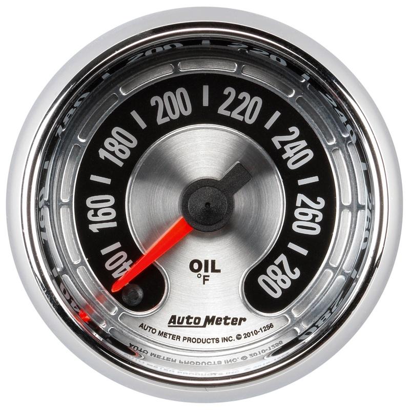 Autometer American Muscle 2-1/16in Full Sweep Electric Digital Stepper 140-280 Deg F Oil Temp Gauge 1256 Main Image