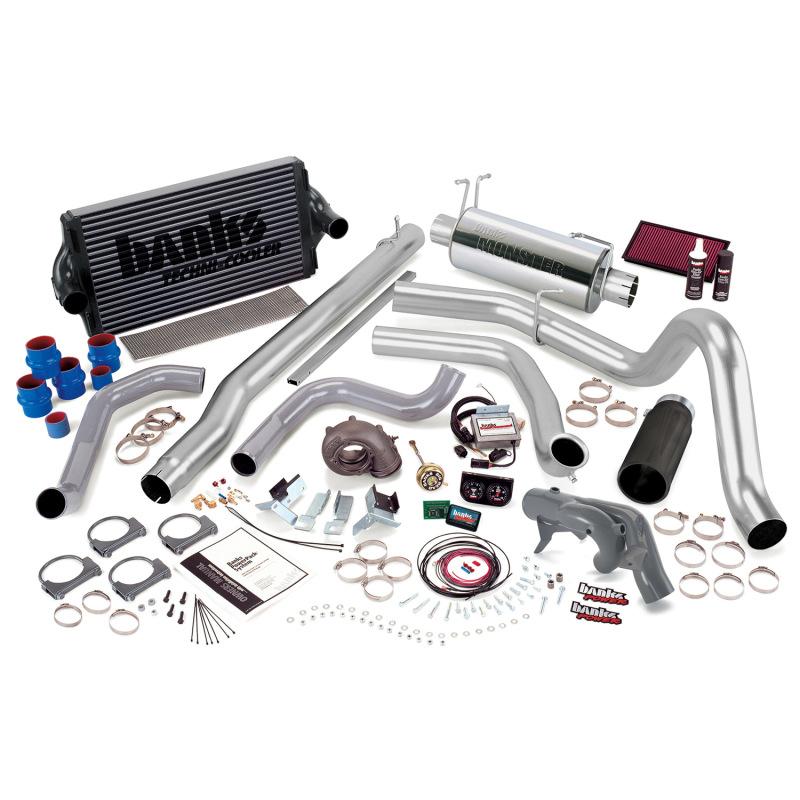 Banks Power 99 Ford 7.3L F250/350 Auto PowerPack System - SS Single Exhaust w/ Black Tip 47526-B Main Image