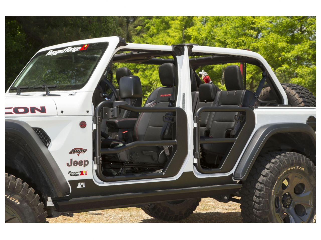 Rugged Ridge Tube Doors Kit, Front, Textured Black, Mirrors; 18-18 Jeep Wrangler JL