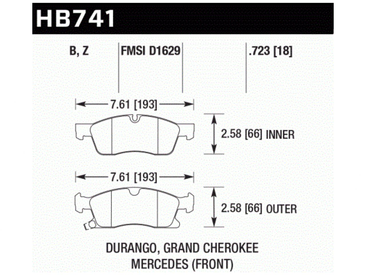 Hawk Brake Pads HB741B.723 Item Image