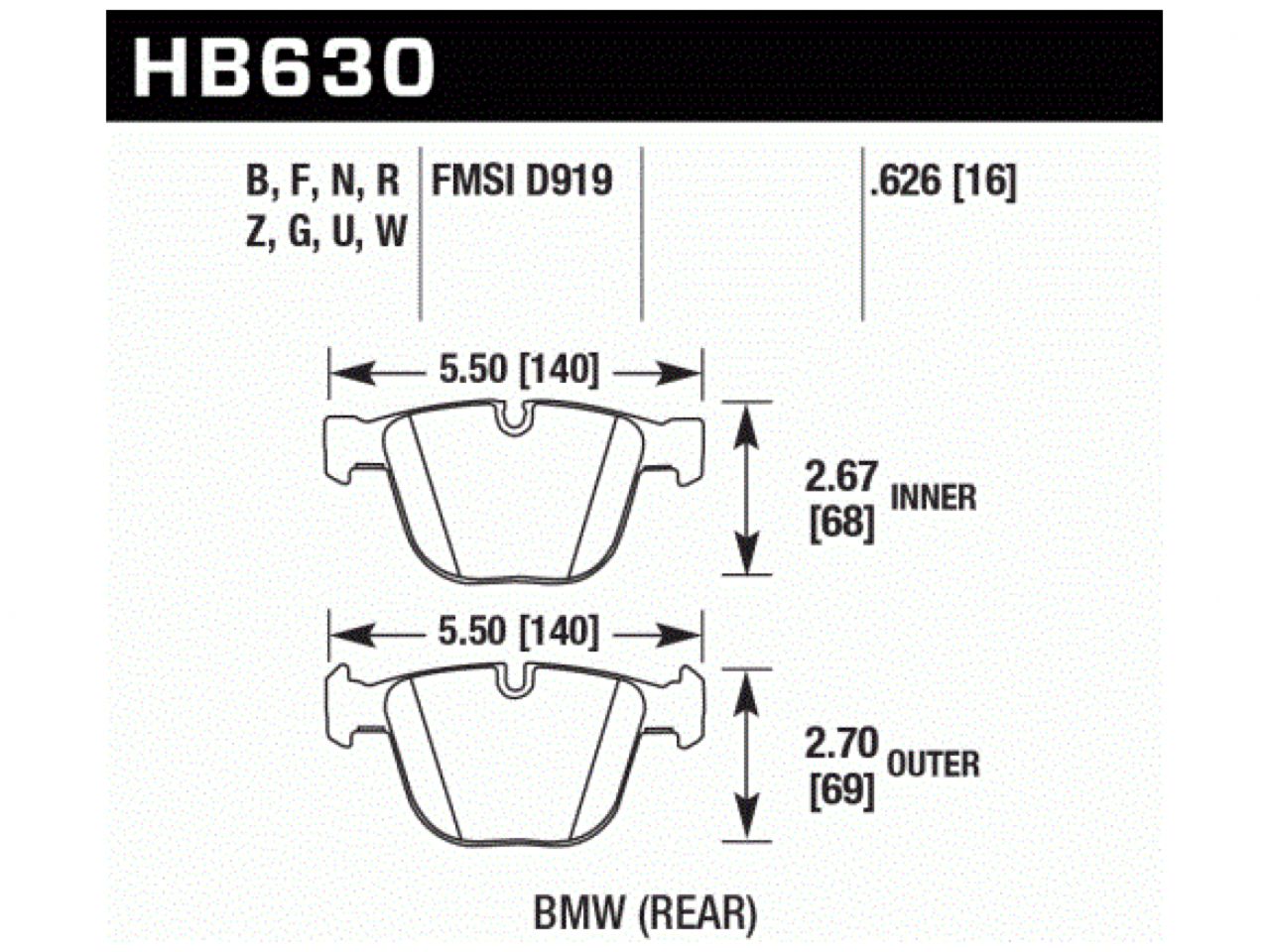 Hawk Brake Pads HB630B.626 Item Image
