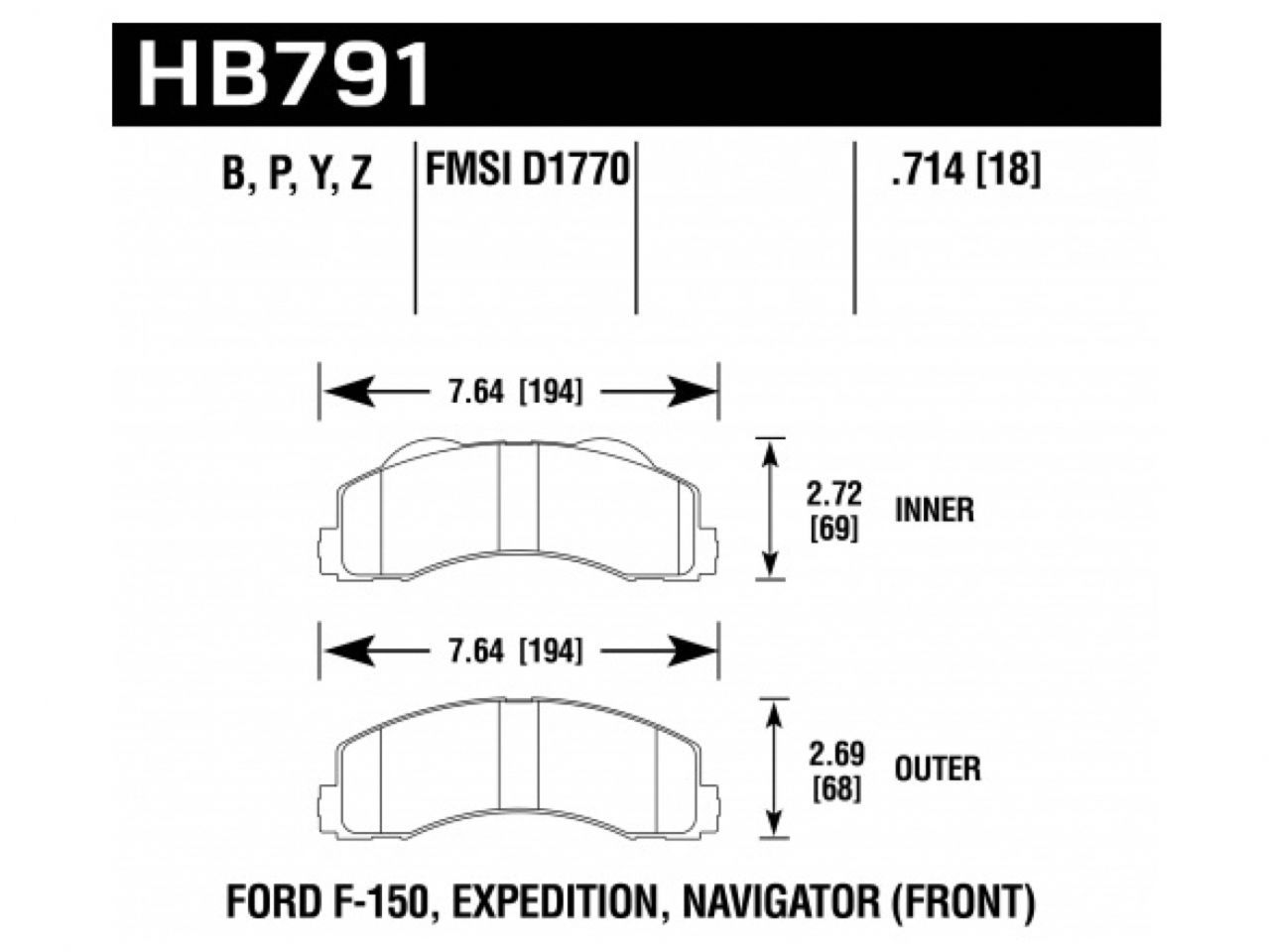 Hawk Brake Pads HB791Z.714 Item Image