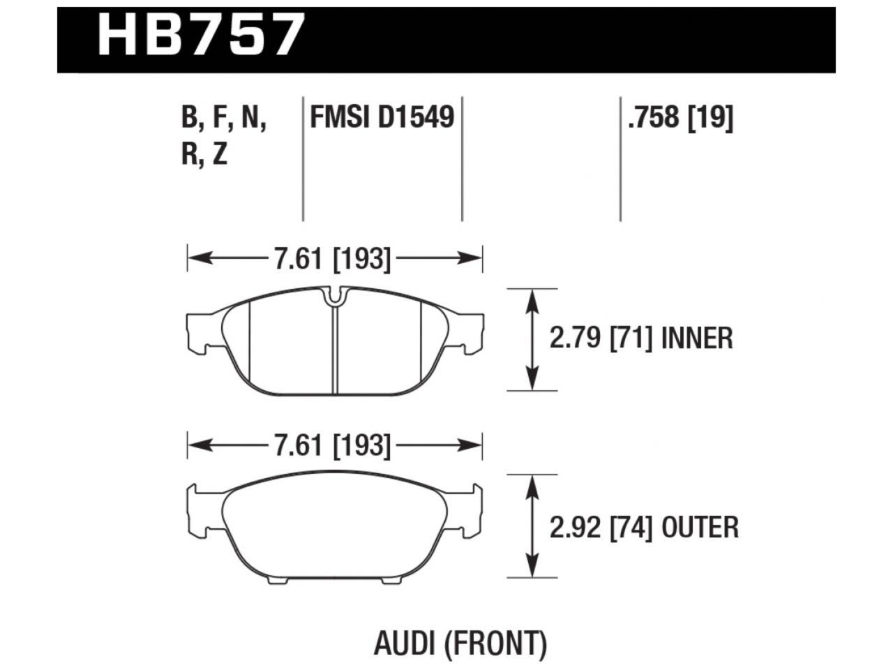 Hawk Brake Pads HB757B.758 Item Image