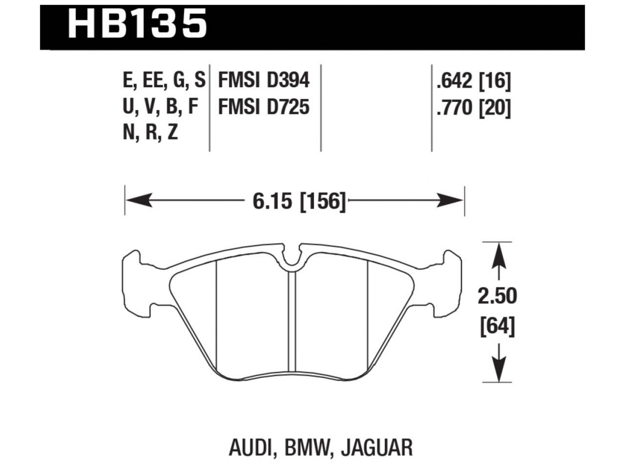 Hawk Brake Pads HB135G.760 Item Image