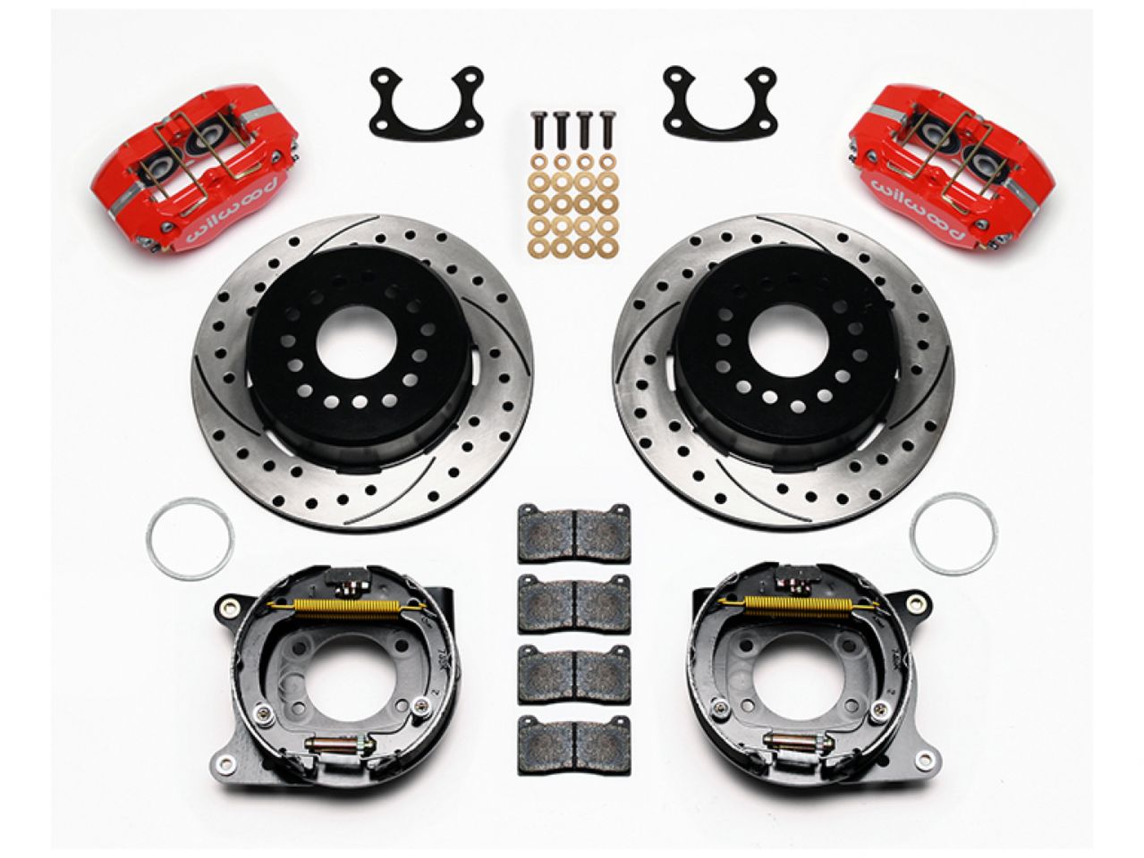 Wilwood DP-DB P/S Park Brake Kit, Drilled, Red, Small Ford 2.50" Offset