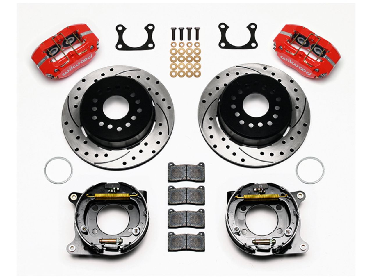 Wilwood DP-DB P/S Park Brake Kit, Drilled, Red, Big Ford 2.36" Offset