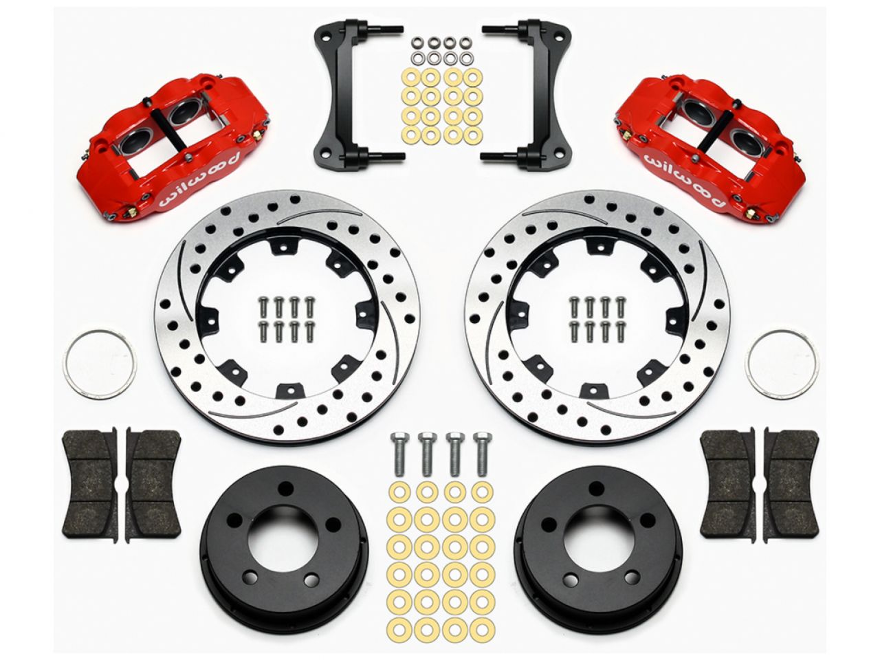 Wilwood FNSL4R Front Kit, 12.19", Drilled, Red, 87-89 Jeep