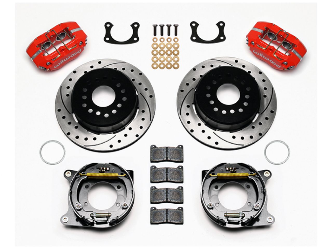 Wilwood DPL P/S P-B Kit, Drilled-Red, New Big Ford 2.50" Offset