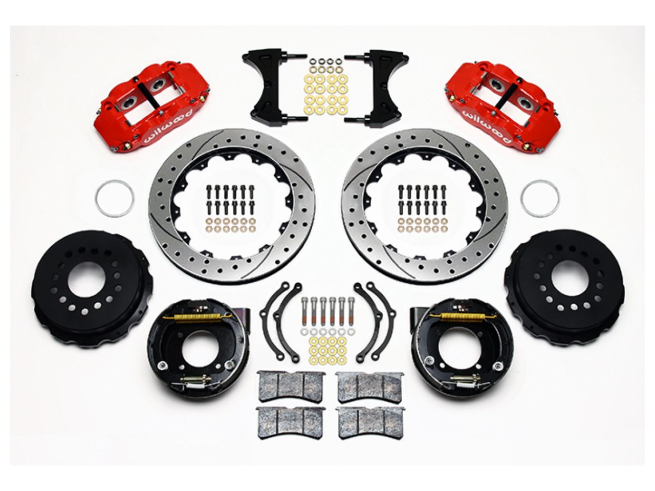 Wilwood FNSL4R Rear P-Brk Kit, 12.88", Drilled, Red, Chevy 12 Bolt w/ C-Clips