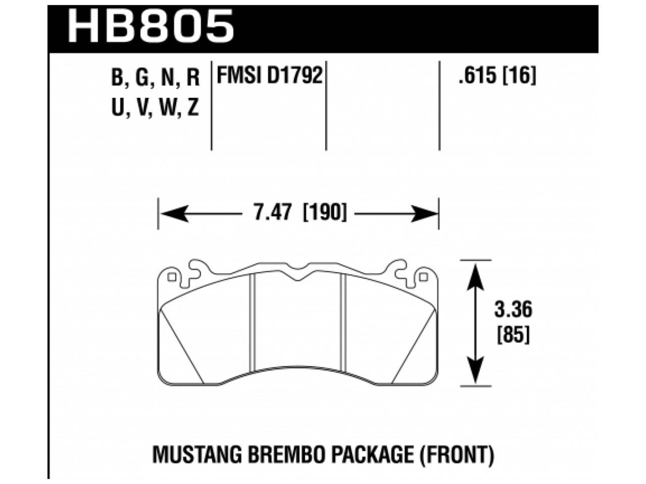 Hawk Brake Pads HB805V.615 Item Image