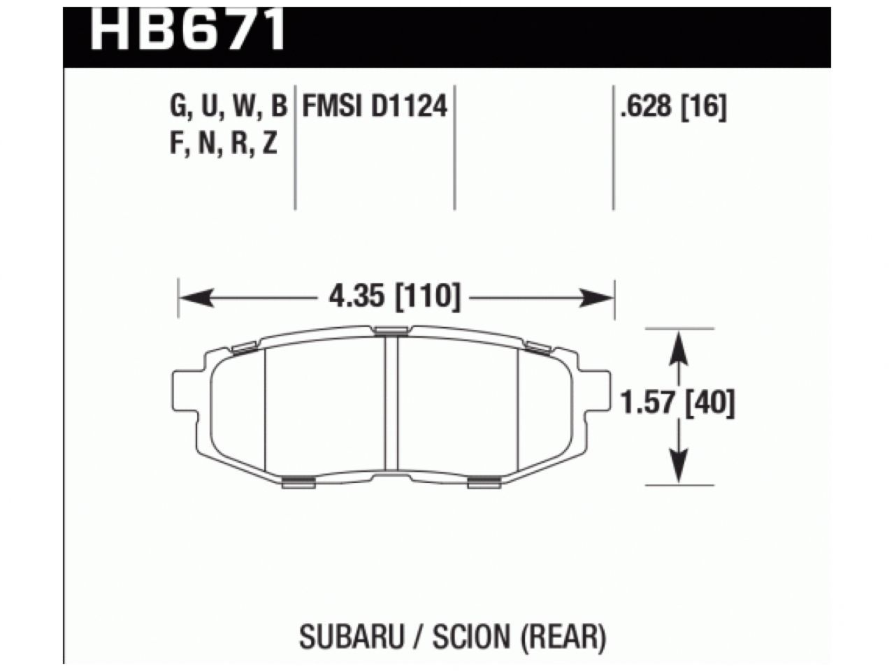 Hawk Brake Pads HB671Q.628 Item Image