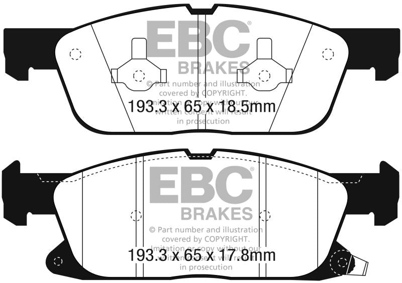 EBC 2016+ Lincoln Continental (10th Gen) 2.7L Twin Turbo Ultimax2 Front Brake Pads UD18181 Main Image