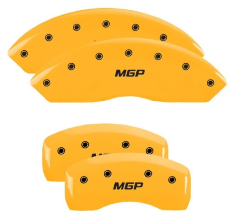 MGP 4 Caliper Covers Engraved Front & Rear MGP Yellow Finish Black Char 2010 Infiniti G37 37008SMGPYL