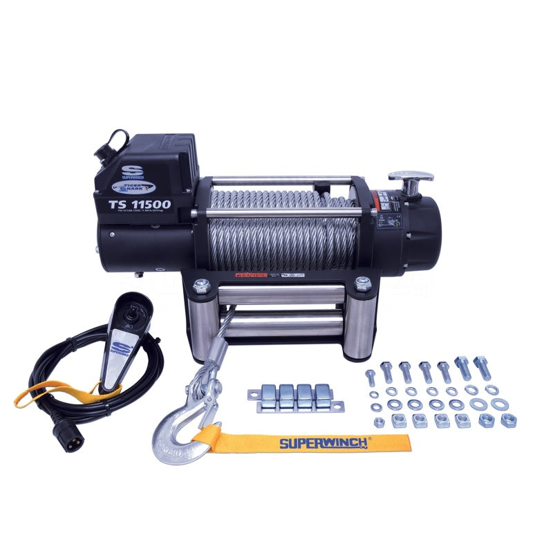 Superwinch 11500 LBS 12 VDC 3/8in x 84ft Steel Rope Tiger Shark 11500 Winch 1511200