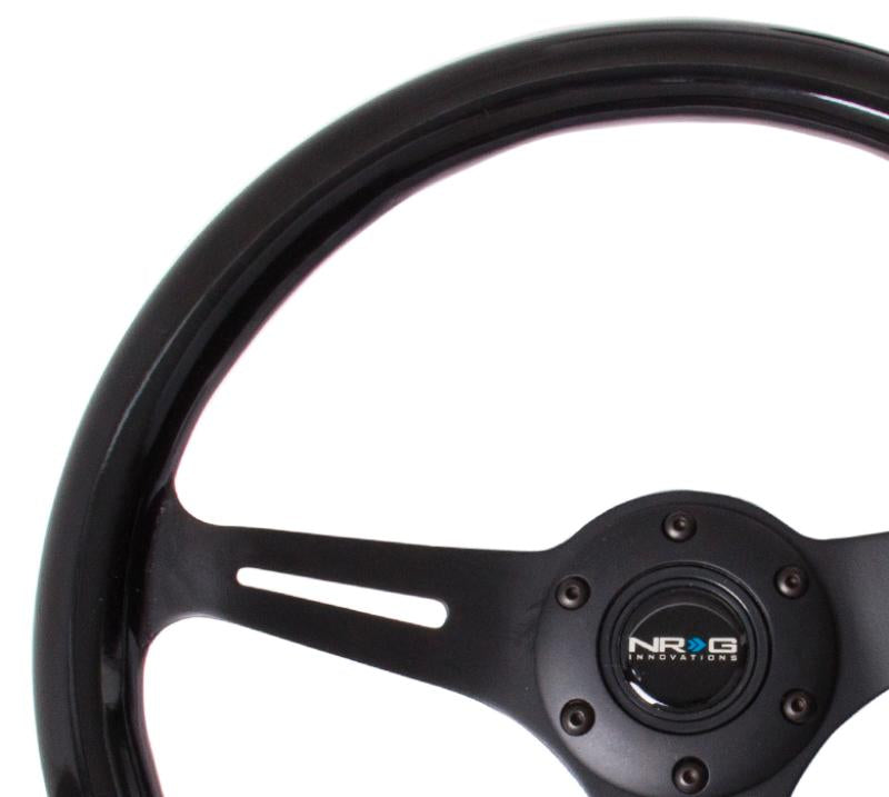 NRG Classic Wood Grain Steering Wheel (350mm) Black Paint Grip w/Black 3-Spoke Center ST-015BK-BK Main Image