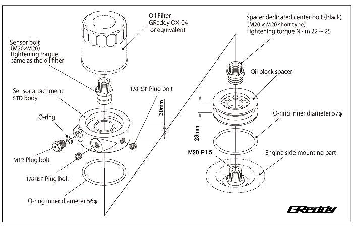 Greddy Oil Filter Block Sensor Adapter - FA20 Type - for FRS / 86 / BRZ