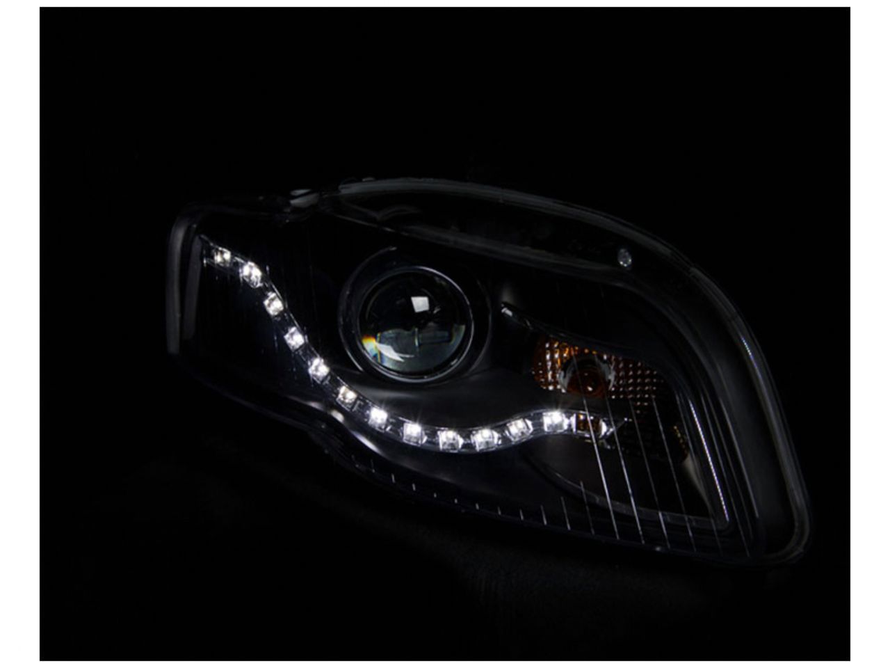 Anzo 2006-2008 Audi A4 Projector Headlights Black (R8 LED Style)