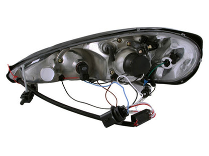 Anzo 1999-2005 Pontiac Grand Am Projector Headlights w/ Halo w/ LED Chrome