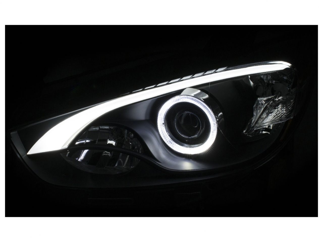 Anzo 13-14 Mazda CX-5 Projector Headlights w/ Halo Black w/ Amber