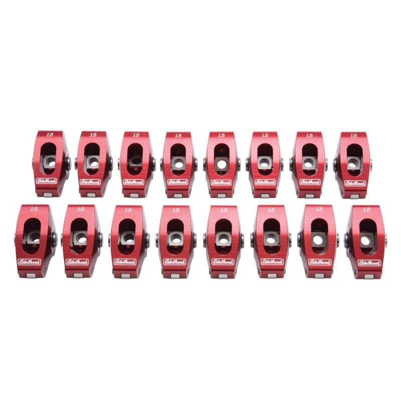 Edelbrock Roller Rocker Arm Wide Body SBC 1 5 1 (Set of 16) 77760 Main Image