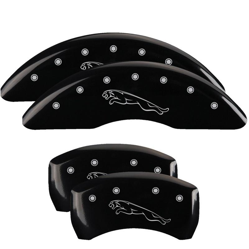 MGP 4 Caliper Covers Engraved Front & Rear Leaper Black finish silver ch 41109SLPCBK Main Image
