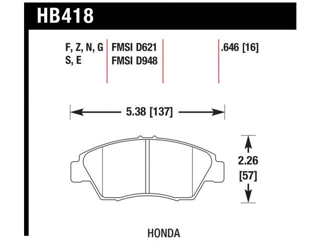 Hawk Brake Pads HB418R.646 Item Image