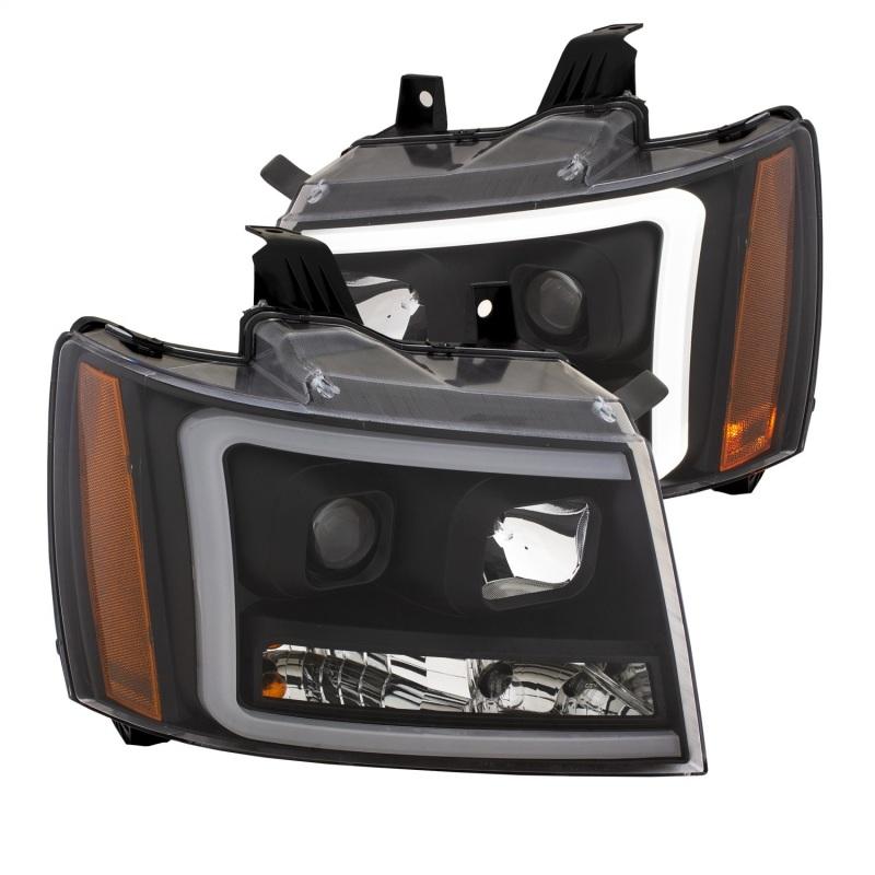 ANZO 07-14 Chevy Tahoe Projector Headlights w/ Plank Style Design Black w/ Amber 111402 Main Image