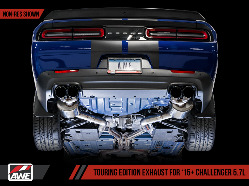 AWE Tuning 15+ Challenger 5.7 Touring Edition Exhaust - Non-Resonated - Diamond Black Quad Tips 3020-43084