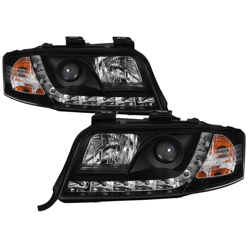 Spyder Audi A6 02-04 Projector Headlights Halogen Model Only - DRL Black PRO-YD-ADA601-DRL-BK 5008657 Main Image